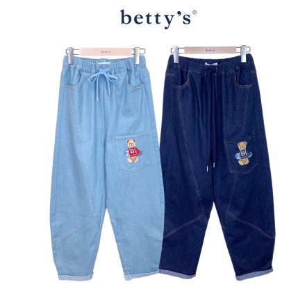 betty’s貝蒂思　滑板熊刺繡彎刀牛仔褲(共二色)				