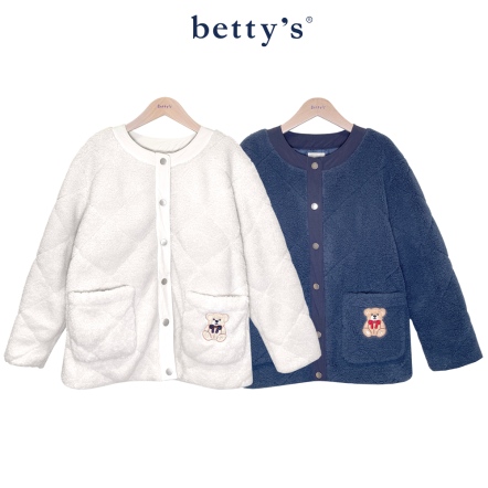 betty’s貝蒂思　開襟絨毛菱格鋪棉外套(共二色)				
