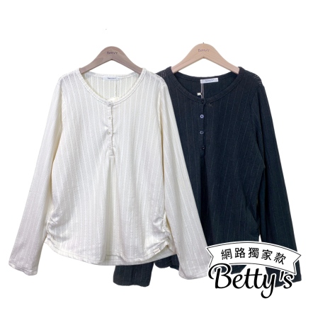 betty’s貝蒂思　直條紋緹花圓領長袖上衣(共二色)
