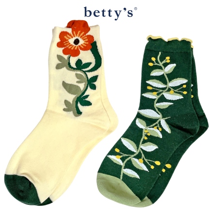 betty’s貝蒂思　花卉紡織樣式中長襪(兩雙)