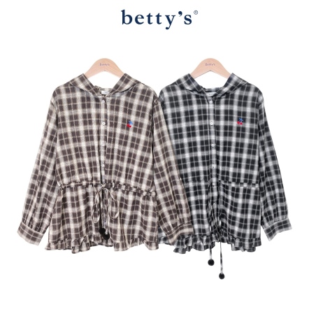 betty’s貝蒂思　       連帽格子腰抽繩襯衫(共二色)