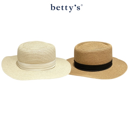 betty’s貝蒂思　典雅平頂緞帶草帽(共二色)