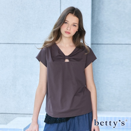 betty’s貝蒂思　V領蝴蝶結彈性上衣(共二色)