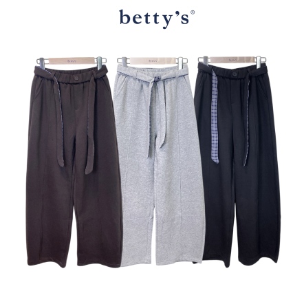 betty’s貝蒂思　挺括壓線格紋綁帶直筒寬褲(共三色)