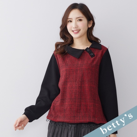 betty’s貝蒂思　格紋拼接造型翻領上衣(共二色)
