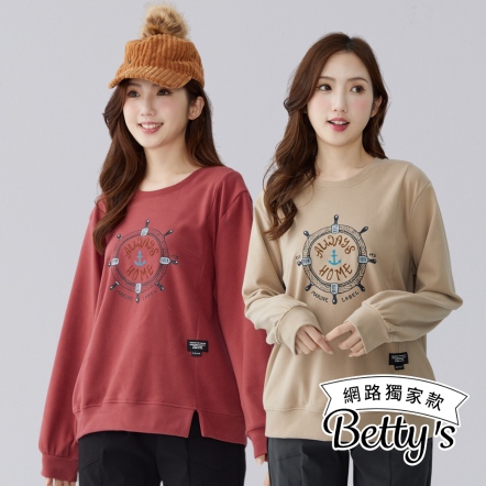 betty’s貝蒂思　航海風情船舵印花圖案絨感上衣(共三色)