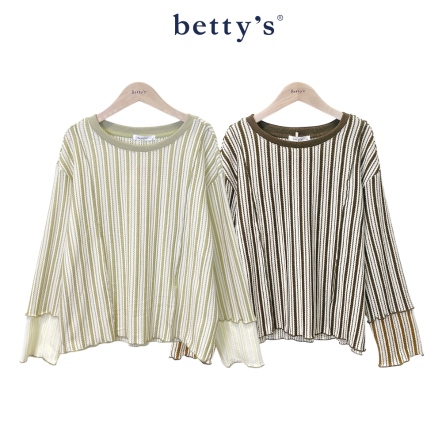betty’s貝蒂思　直條紋配色滾木耳邊上衣(共二色)