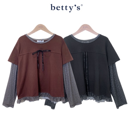betty’s貝蒂思　網紗假兩件長袖上衣(共二色)