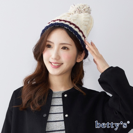 betty’s貝蒂思　線球麻花毛線帽(米白)