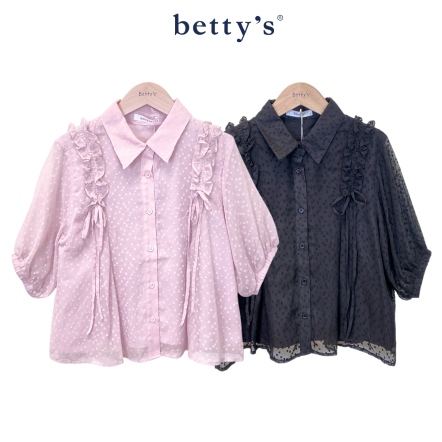 betty’s貝蒂思　 荷葉抽繩蕾絲娃娃裝上衣(共二色)				
