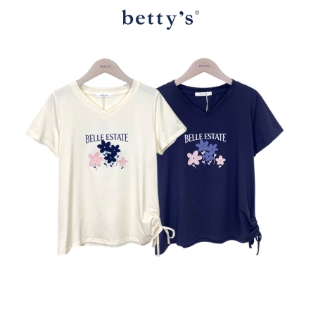 betty’s貝蒂思　典雅花朵下擺抽繩T-shirt(共二色)				