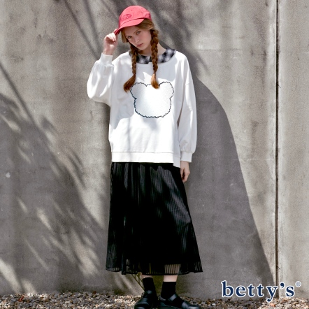 betty’s貝蒂思　條紋透視紗網長裙(黑)